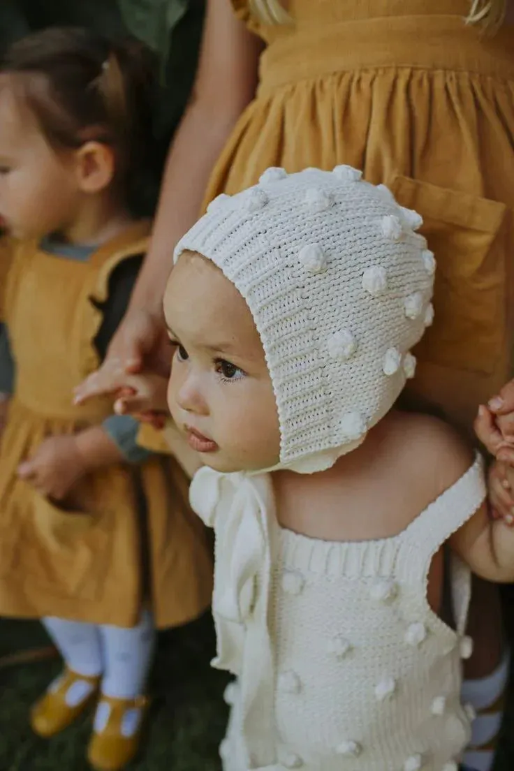 Milk Popcorn Knit Bonnet