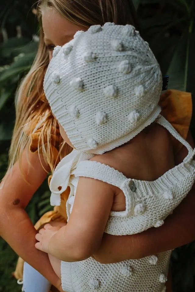 Milk Popcorn Knit Bonnet