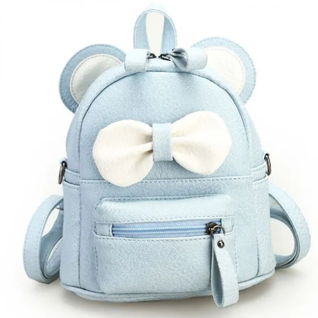 Mini Bow Cartoon Mouse and Kitty Ears PU School and College Backpack