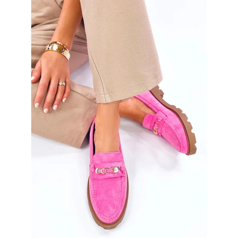 Pink women's moccasins in Fuchsia by Molla