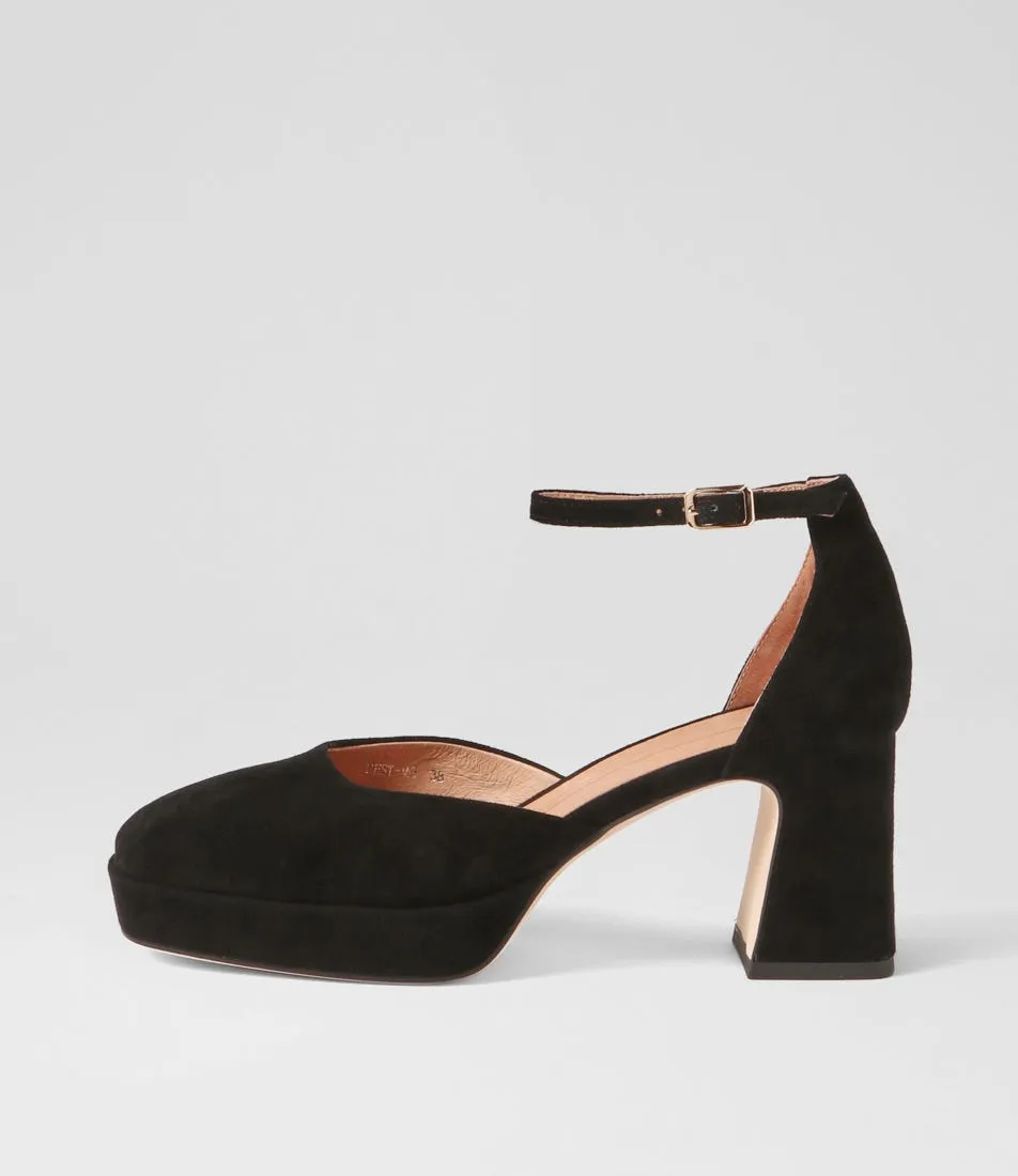 MOLLINI Nest Black Suede Mary Jane Heels