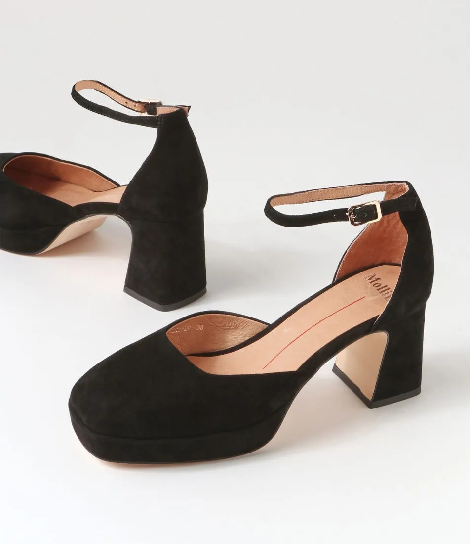 MOLLINI Nest Black Suede Mary Jane Heels