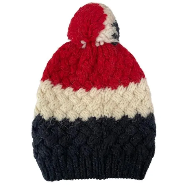 Moncler Tricolour Alpaca Wool Bobble Hat