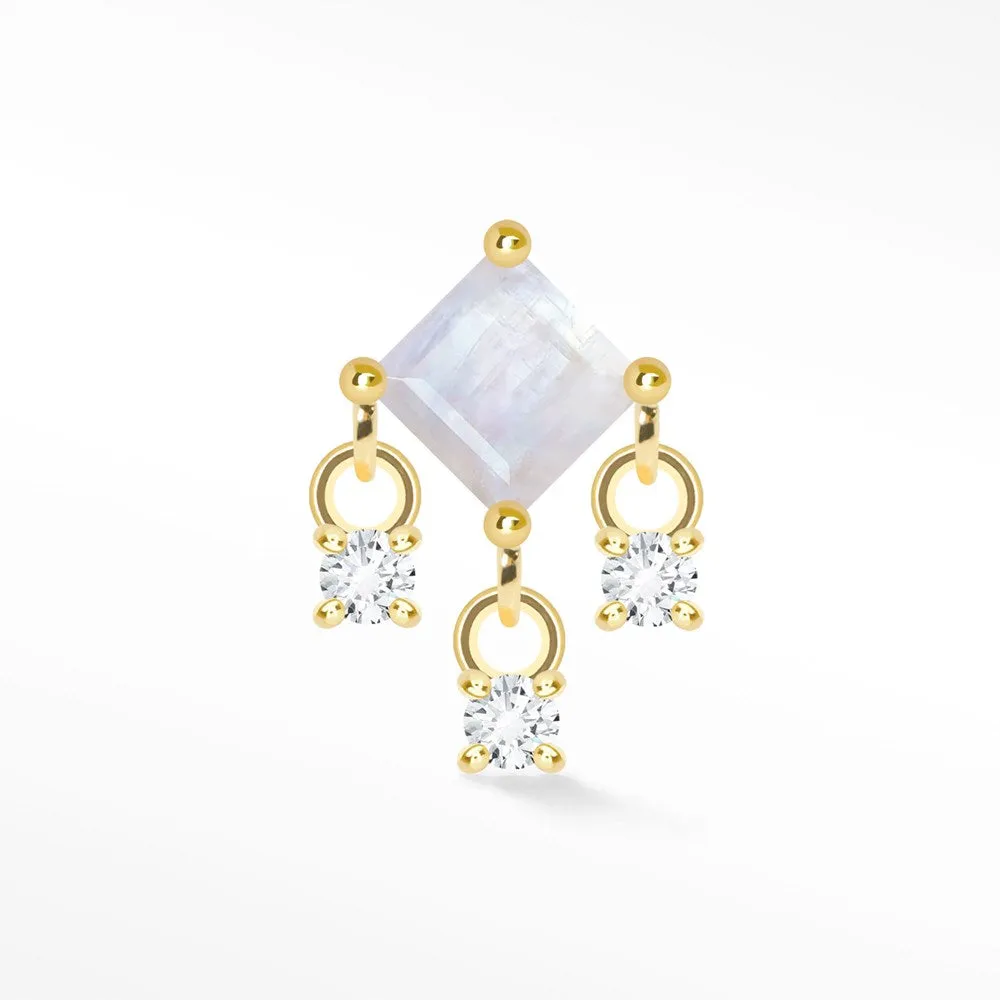 Yellow Moonstone Flat Back Earring