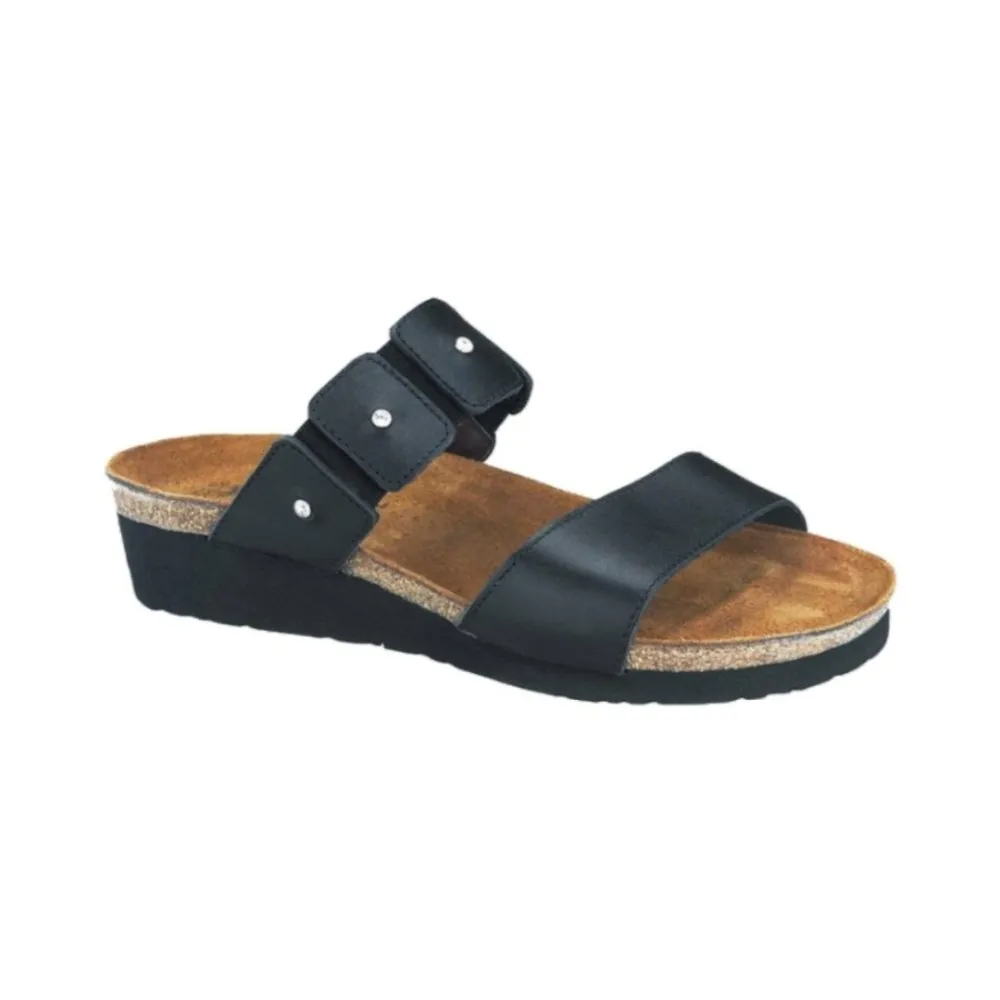 Black Madras Leather Naot Women's Ashley Slide Sandal