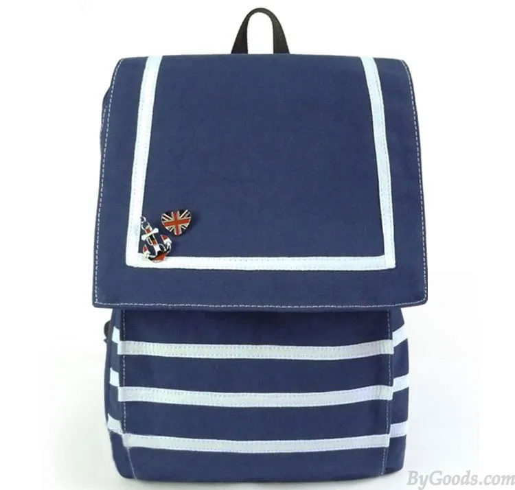 Nautical Stripe Canvas Backpacks