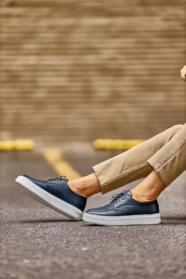 Navy Blue White Sole Derby Sneakers for Men | GentWith