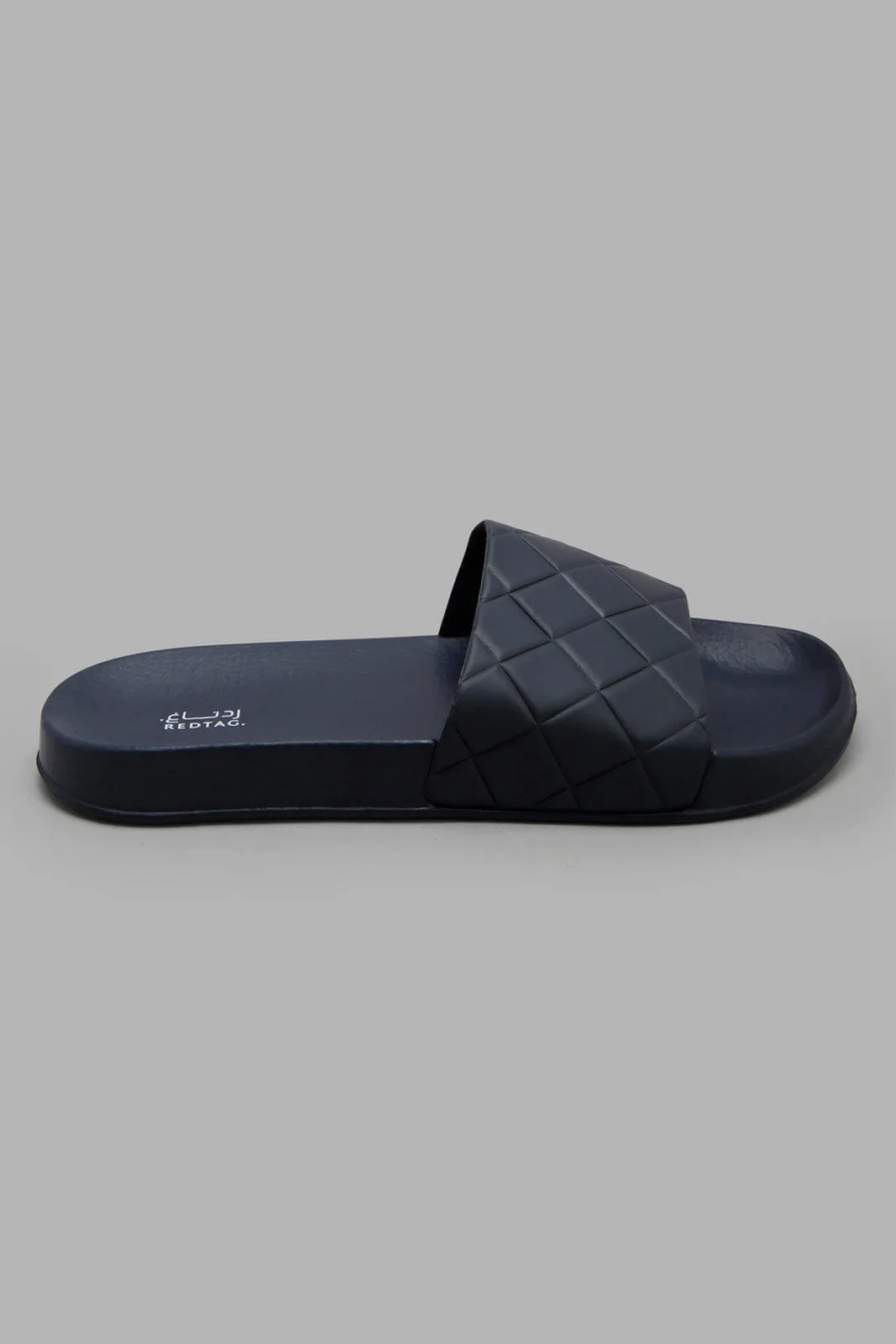 Navy Geometric Embossed Slide