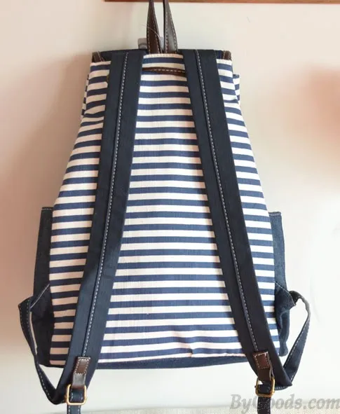 Navy Striped Bow Fashion College Backpacks