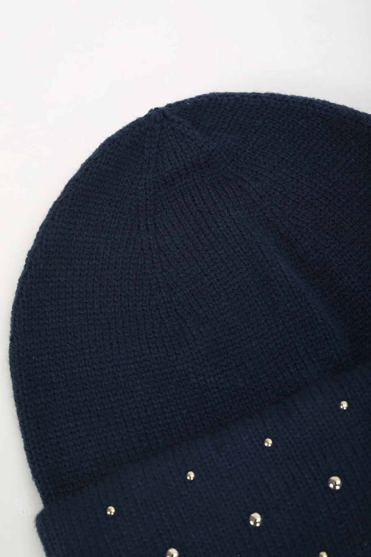 Navy Studded Hat & Scarf Gift Set