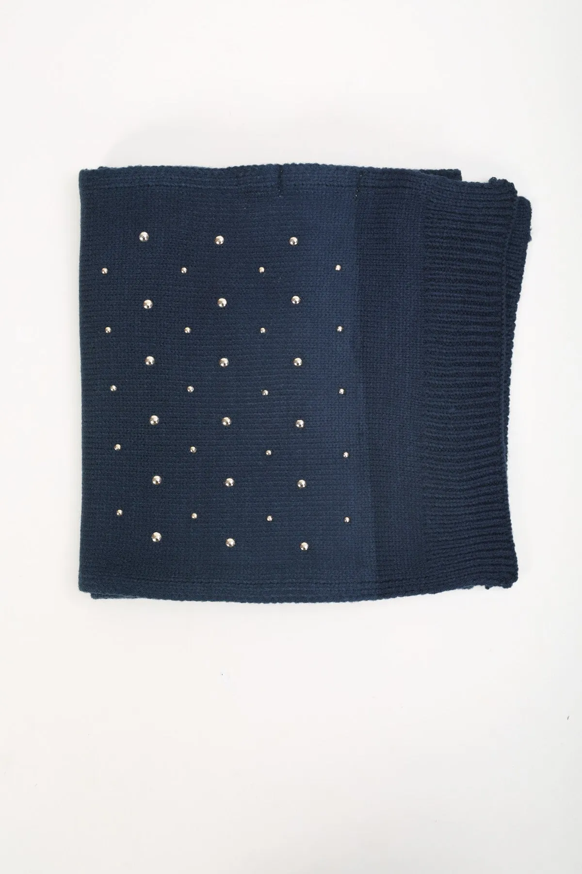 Navy Studded Hat & Scarf Gift Set