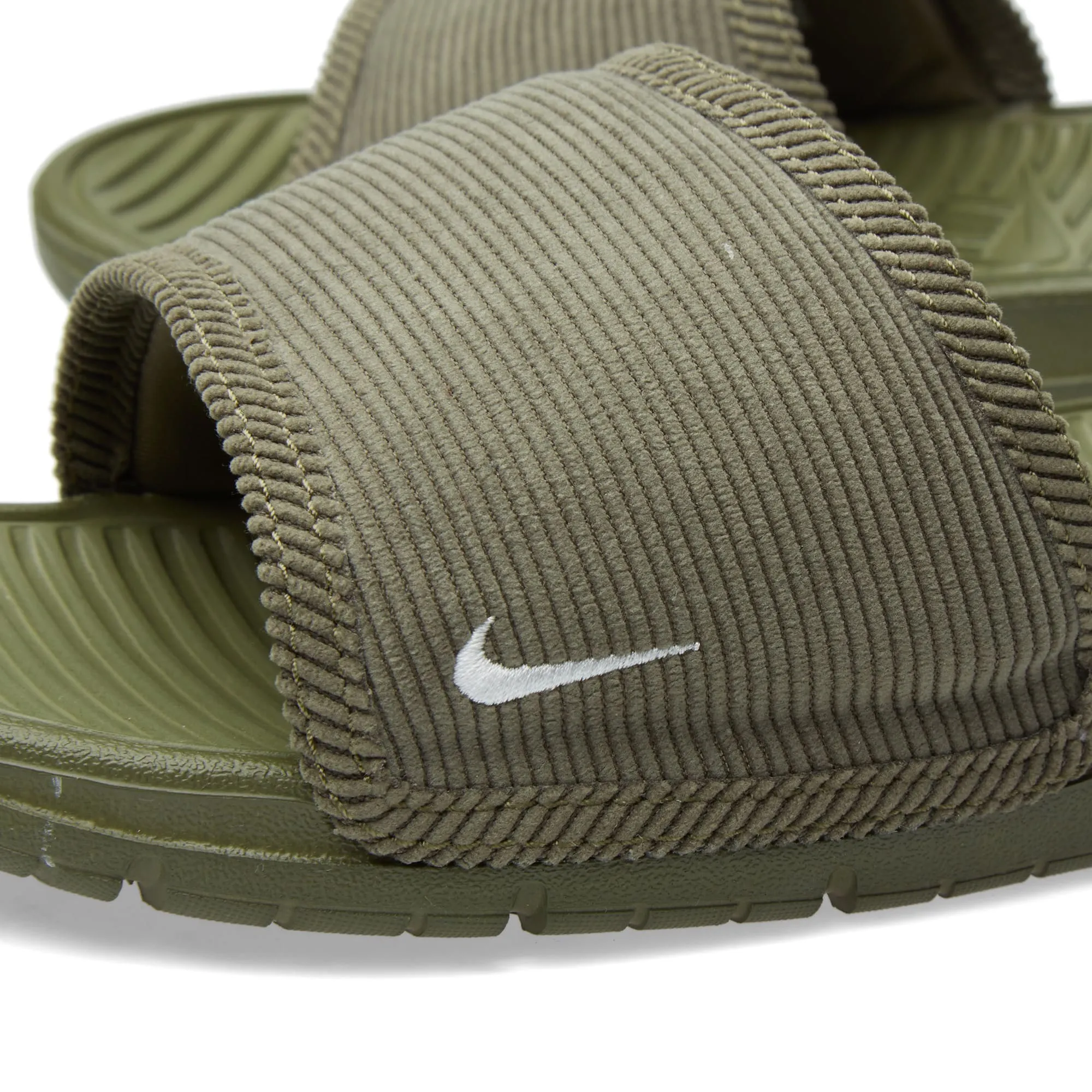 Nike Benassi Solarsoft Slide in Medium Olive and White