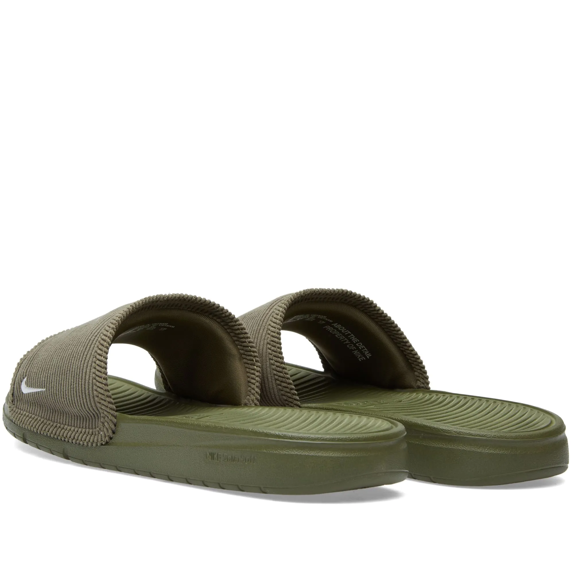 Nike Benassi Solarsoft Slide in Medium Olive and White