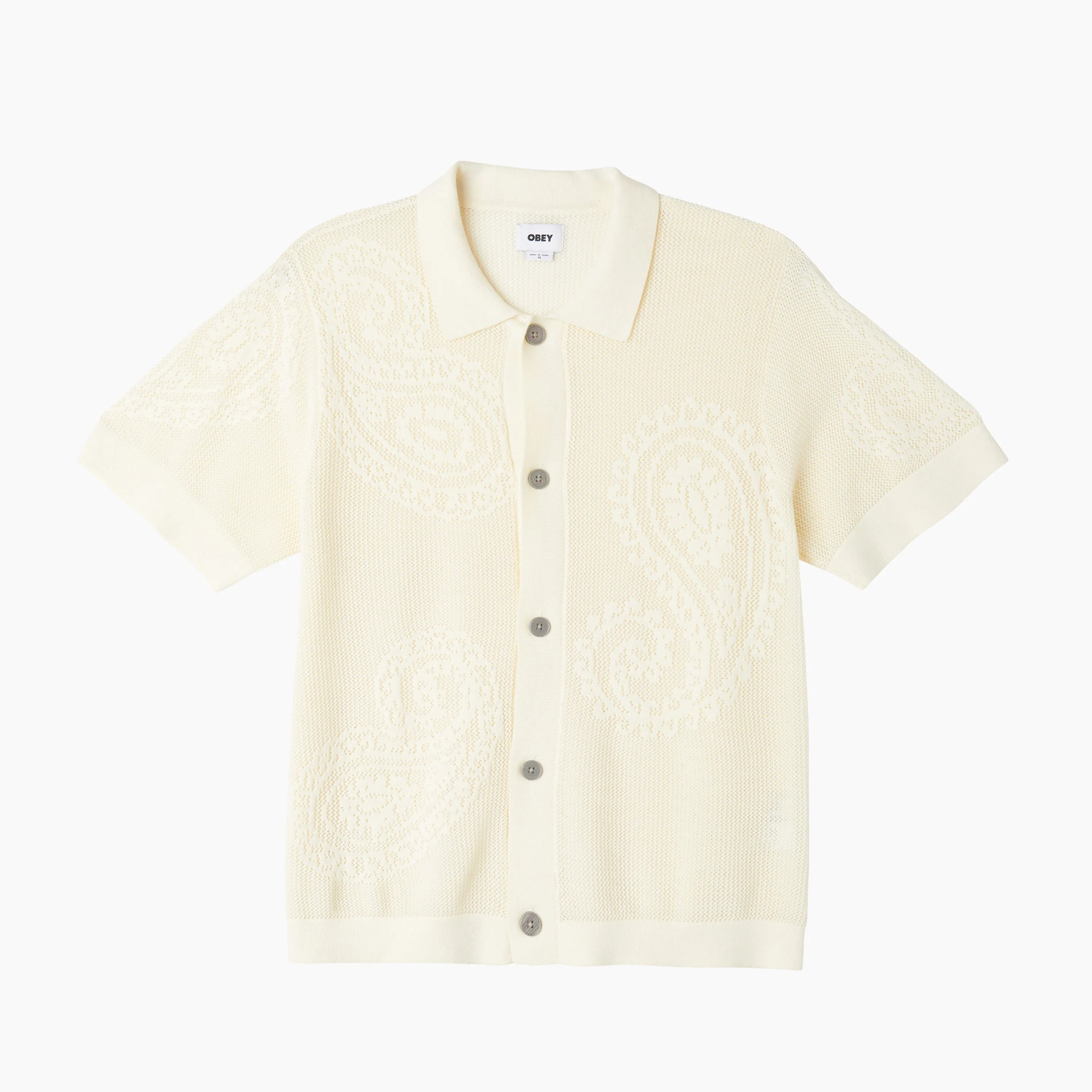 OBEY CLOTHING TEAR DROP OPEN KNIT SHIRT UNBLEACHED - 151000080