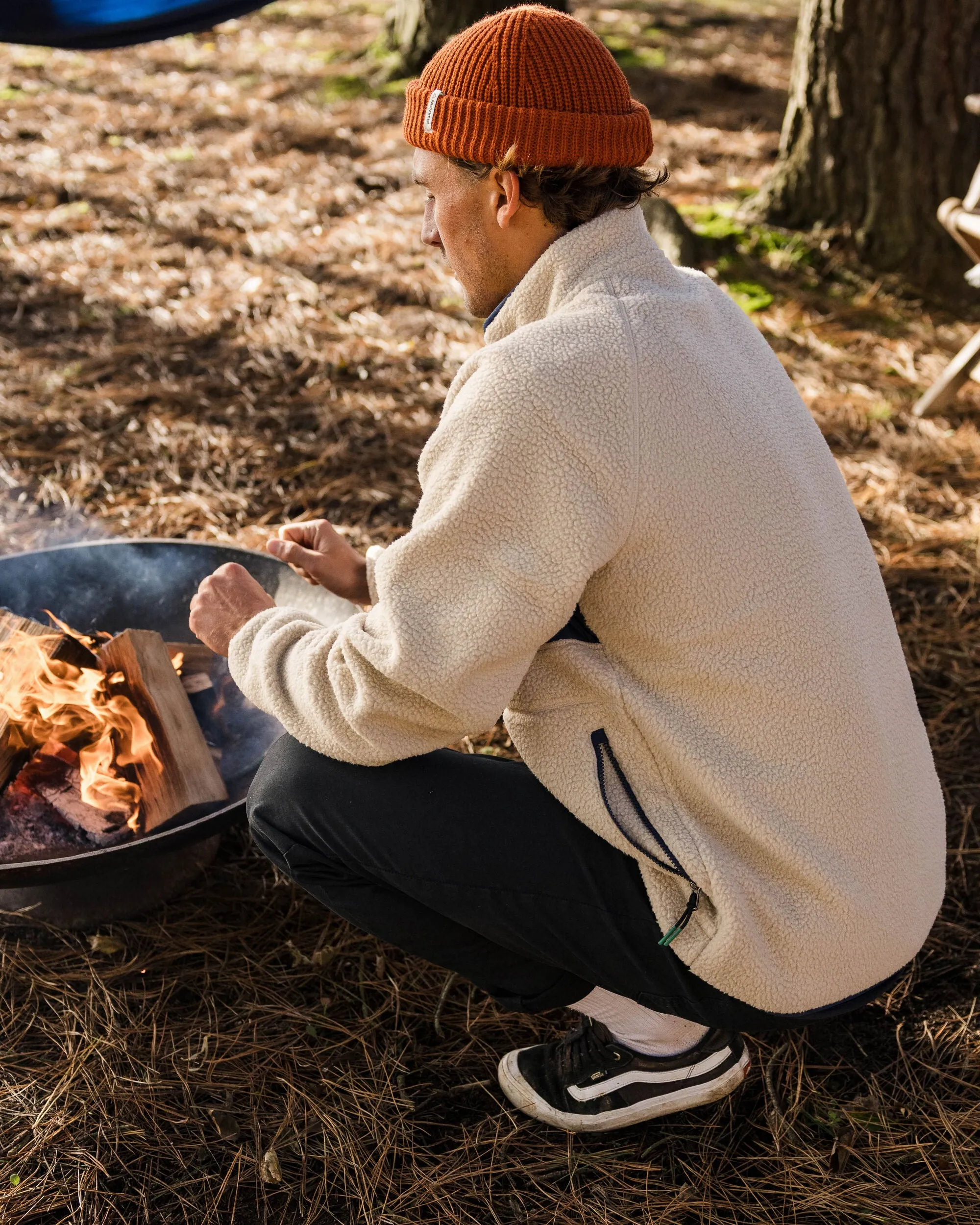 Offgrid 2.0 Recycled Sherpa Fleece - Oatmeal/Navy - Half Zip