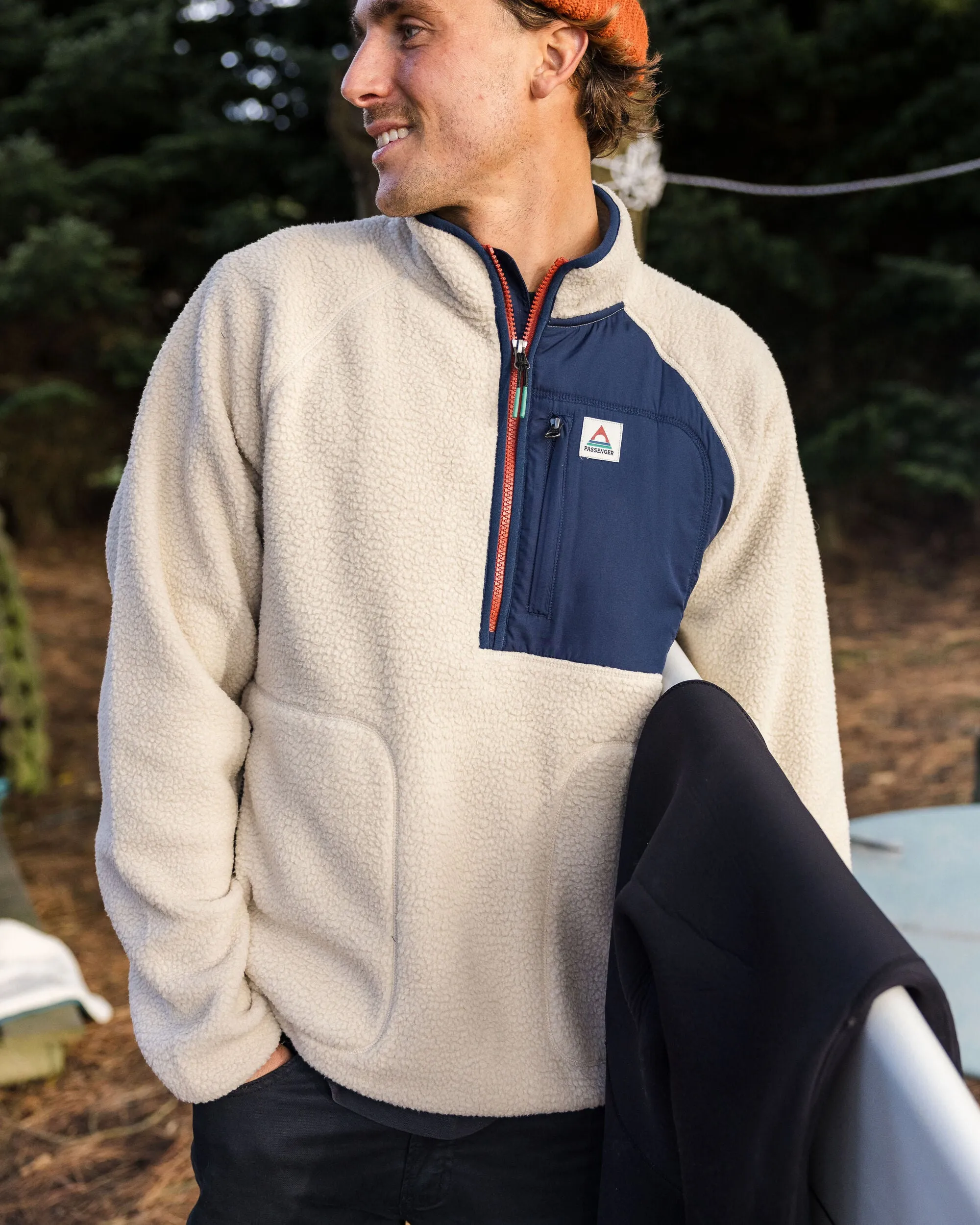 Offgrid 2.0 Recycled Sherpa Fleece - Oatmeal/Navy - Half Zip