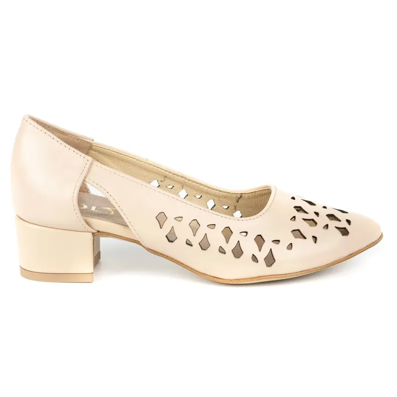 Olivier Women's leather pumps with heels 2272 beige