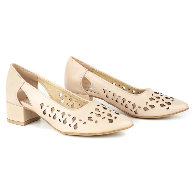 Olivier Women's leather pumps with heels 2272 beige