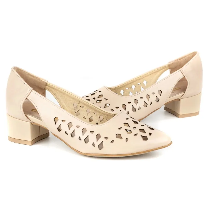 Olivier Women's leather pumps with heels 2272 beige