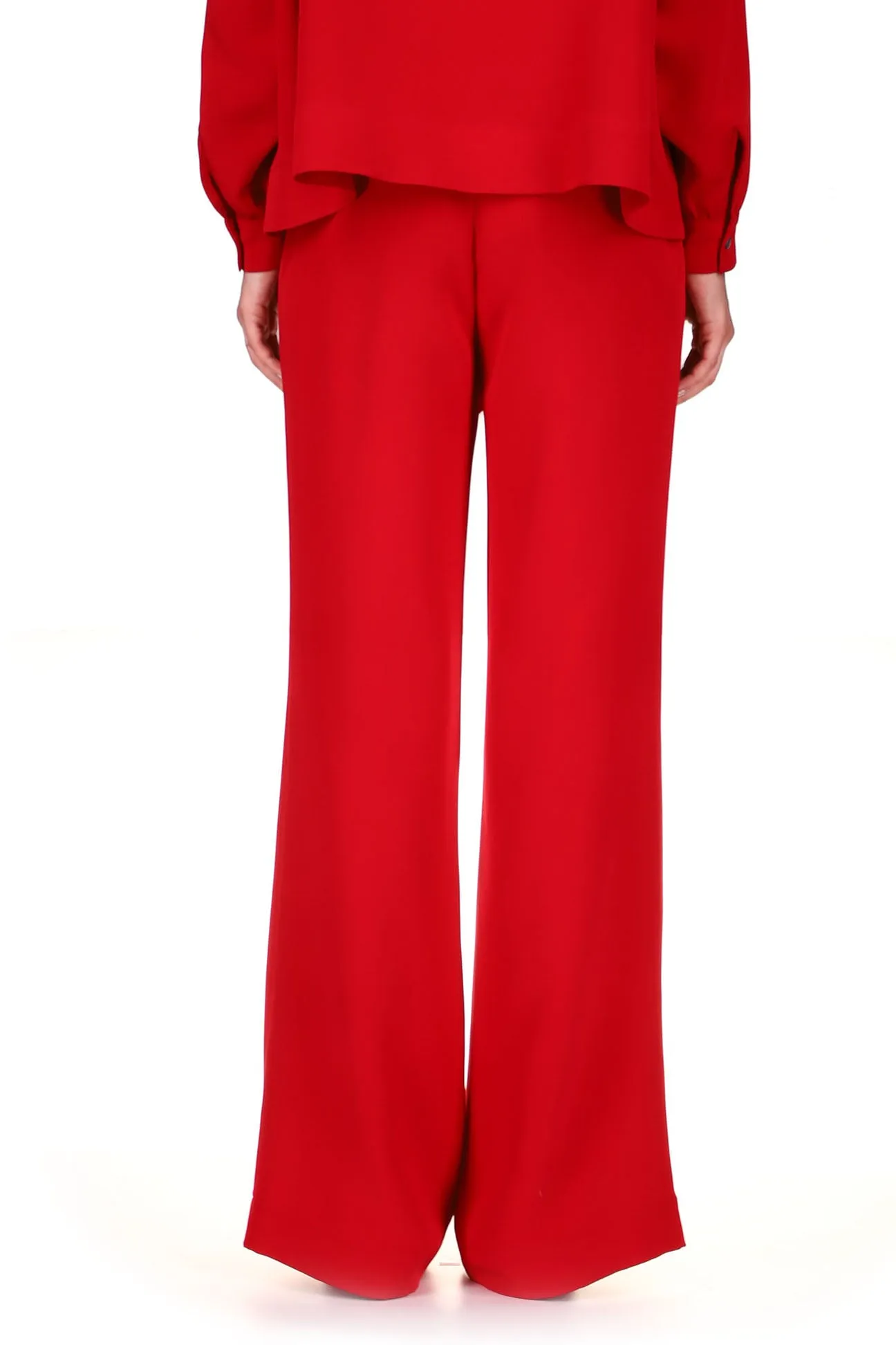 'OVERSATURATED SILKS' RED WIDE LEG TROUSERS