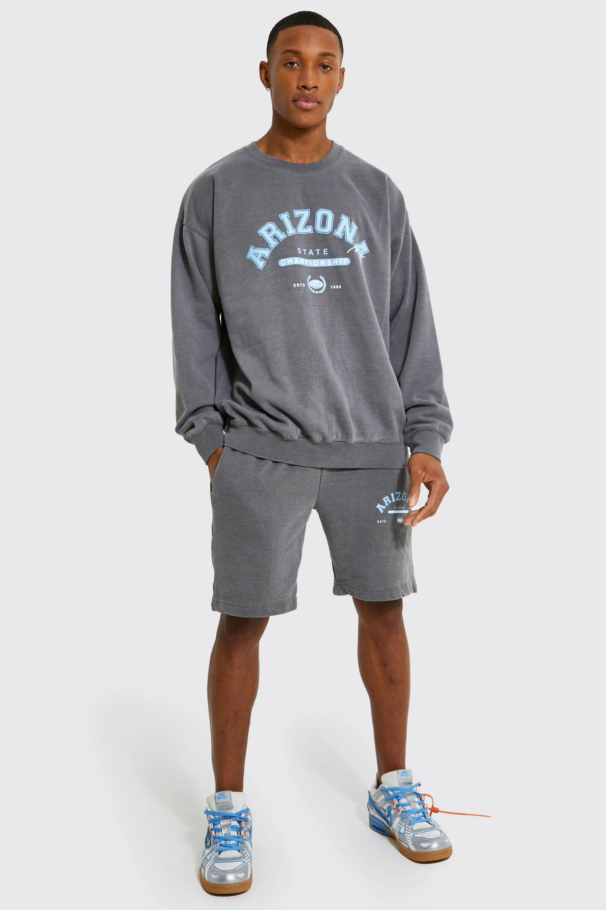 Oversized Arizona Sweatshirt Short Tracksuit | boohooMAN UK