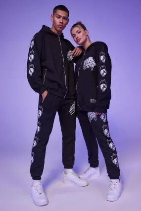 Oversized Graffiti Zip Through Tracksuit | boohooMAN UK