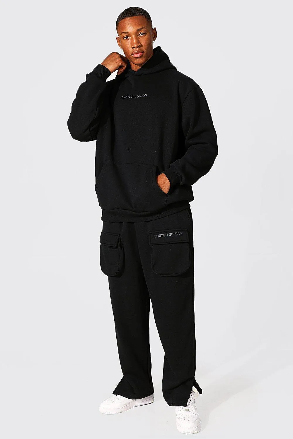 Oversized Limited Hooded Cargo Tracksuit | boohooMAN UK