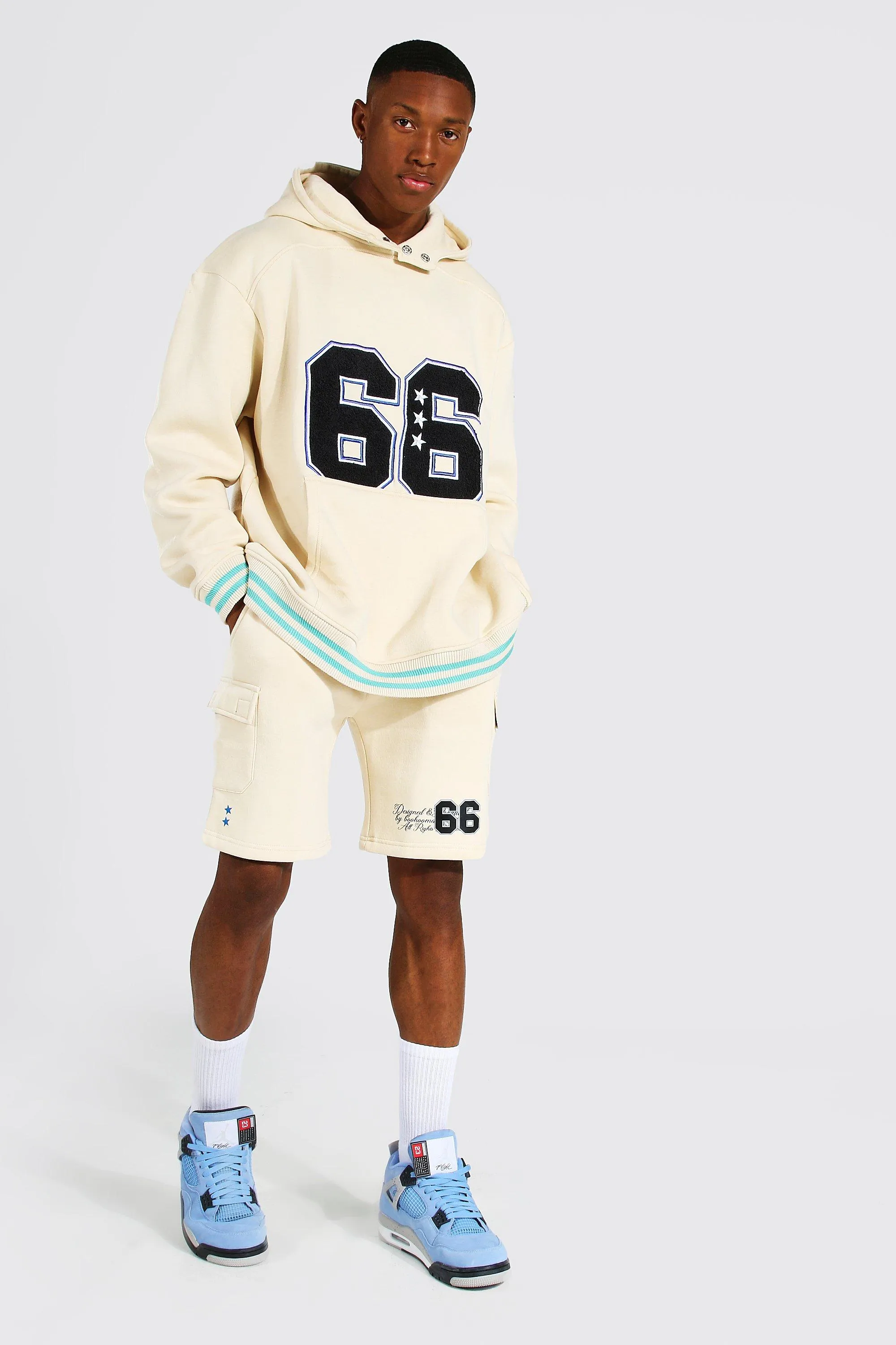 Oversized Varsity Cargo Short Tracksuit | boohooMAN UK