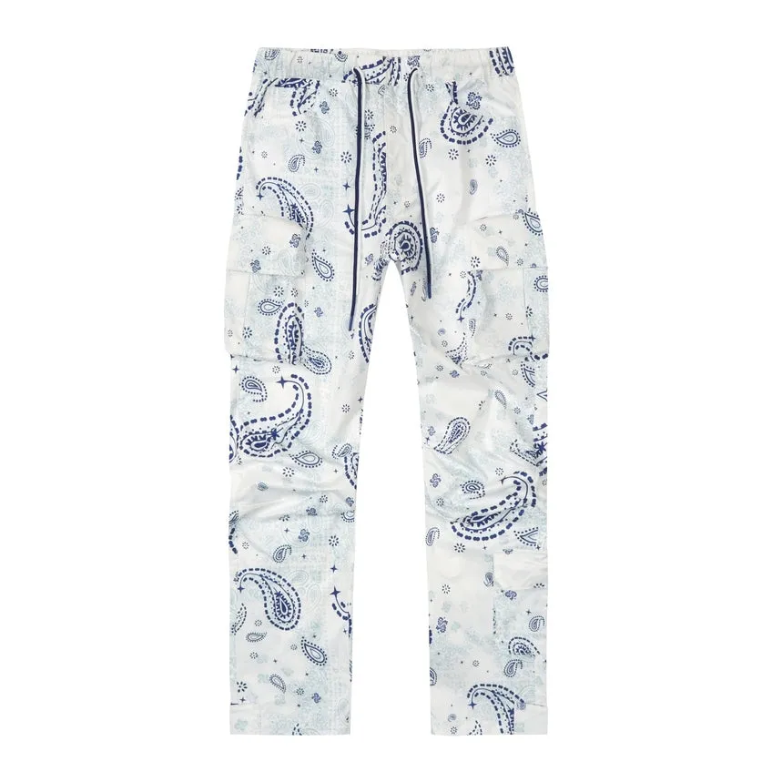 Paisley Utility Windbreaker Joggers - Blue