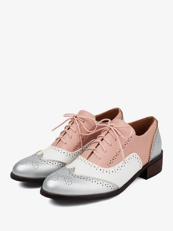 Patchwork Round Toe Oxfords