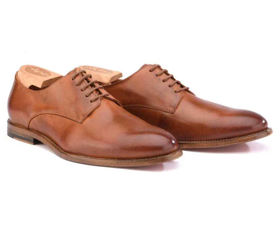 Patina Chestnut Derby Shoes - Leather outsole - HILPERTON: Best Leather Derby Shoes - Patina Finish - Men's Shoes