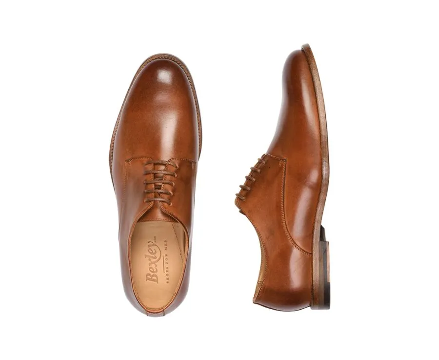 Patina Chestnut Derby Shoes - Leather outsole - HILPERTON: Best Leather Derby Shoes - Patina Finish - Men's Shoes