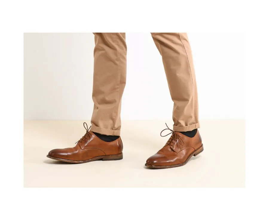 Patina Chestnut Derby Shoes - Leather outsole - HILPERTON: Best Leather Derby Shoes - Patina Finish - Men's Shoes