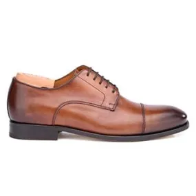 Patina Cognac Derby Shoes - Genuine Leather Outsole - GILWELL