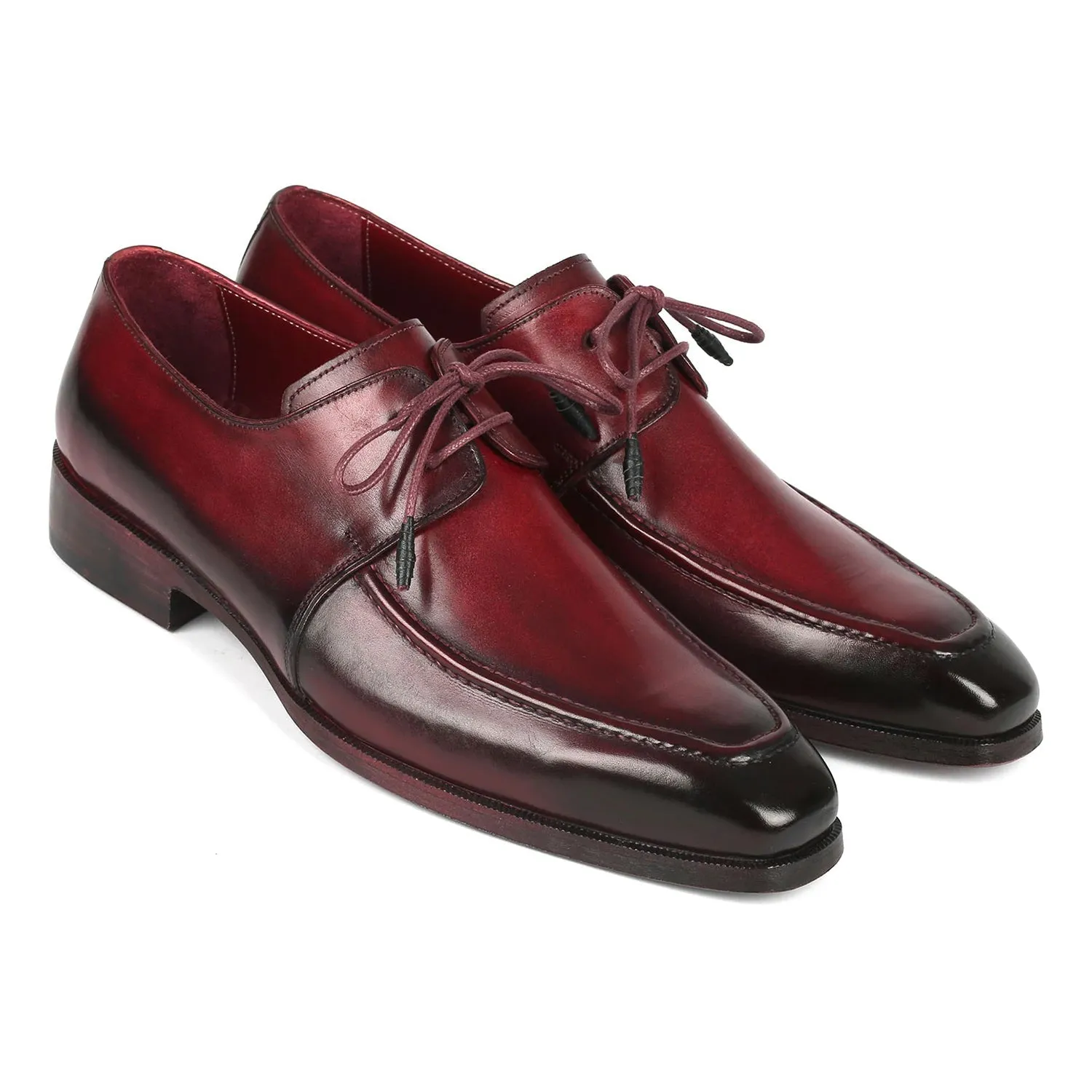 Paul Parkman 13BRD92 Men's Shoes Bordeaux Calf-Skin Leather Apron Derby Oxfords (PM6353)