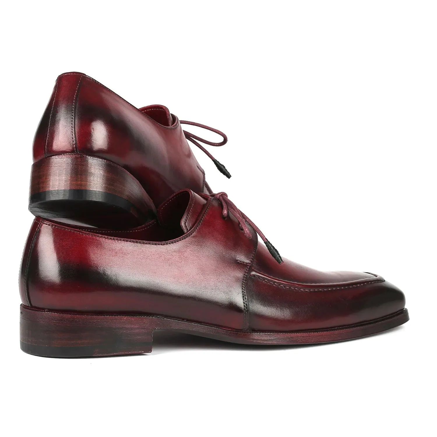 Paul Parkman 13BRD92 Men's Shoes Bordeaux Calf-Skin Leather Apron Derby Oxfords (PM6353)