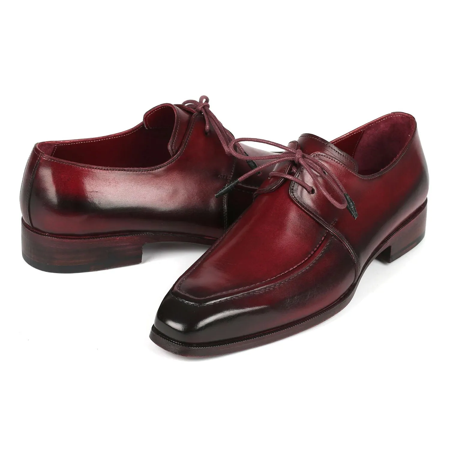 Paul Parkman 13BRD92 Men's Shoes Bordeaux Calf-Skin Leather Apron Derby Oxfords (PM6353)