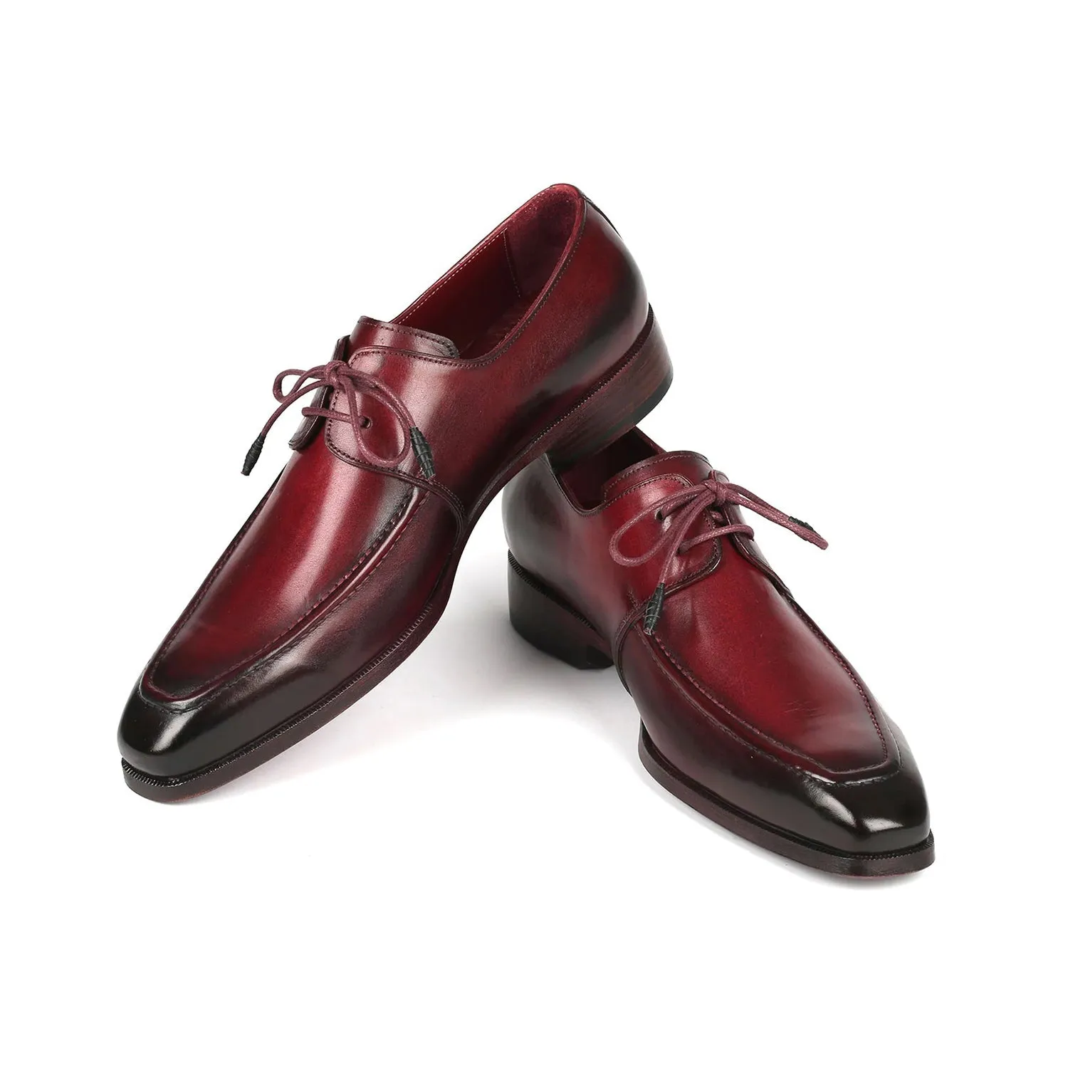 Paul Parkman 13BRD92 Men's Shoes Bordeaux Calf-Skin Leather Apron Derby Oxfords (PM6353)