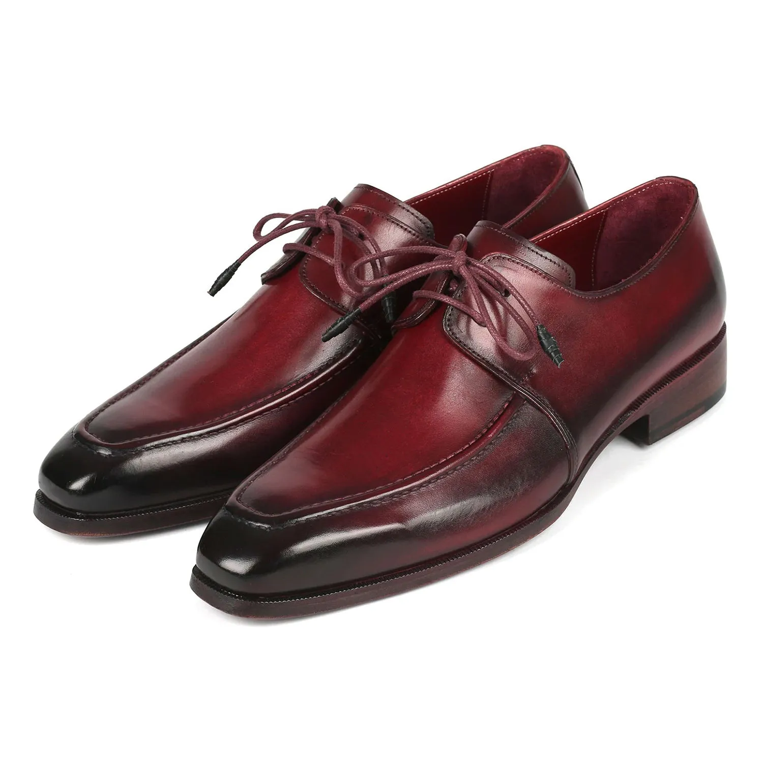 Paul Parkman 13BRD92 Men's Shoes Bordeaux Calf-Skin Leather Apron Derby Oxfords (PM6353)