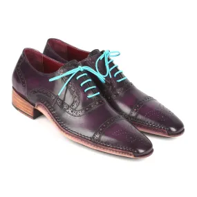 Paul Parkman 5032-PRP Men's Shoes Purple Calf-Skin Leather Opanka Cap-Toe Oxfords (PM6350)