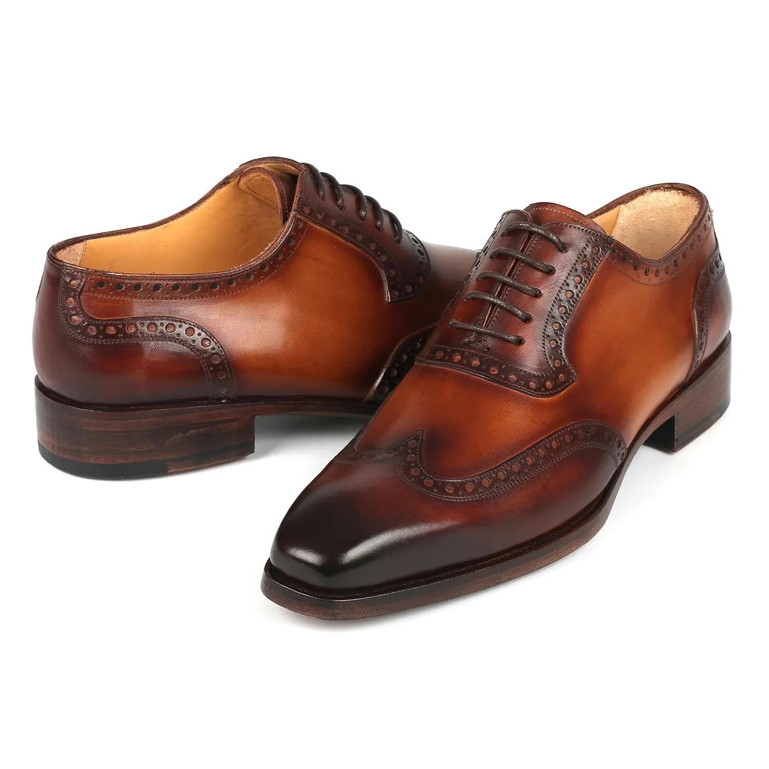 Paul Parkman 6819-BRW Men's Shoes Brown Calf-Skin Leather Wingtip Oxfords (PM6356)