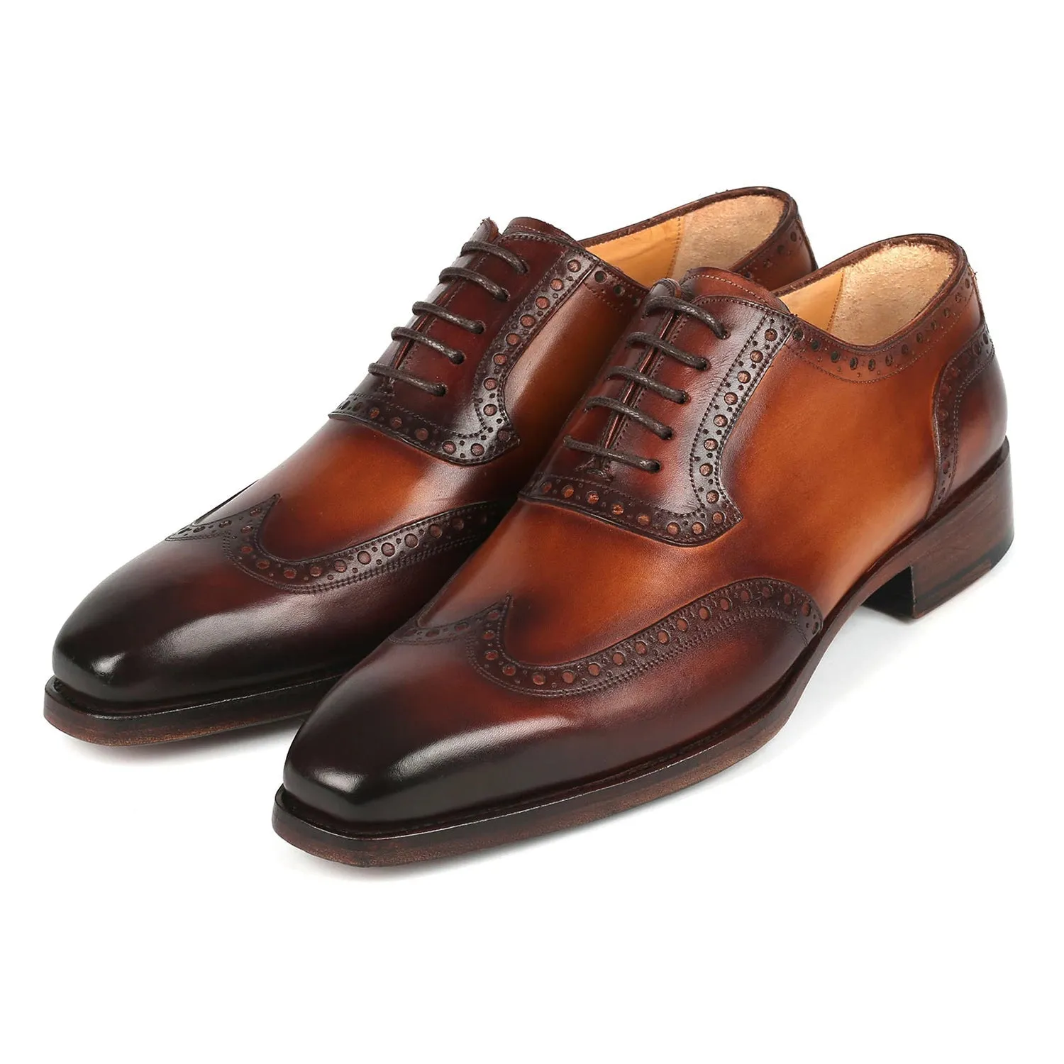 Paul Parkman 6819-BRW Men's Shoes Brown Calf-Skin Leather Wingtip Oxfords (PM6356)