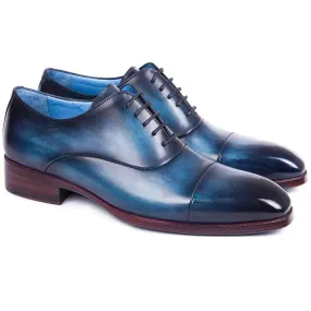 Blue & Turquoise Leather Captoe Oxfords by Paul Parkman