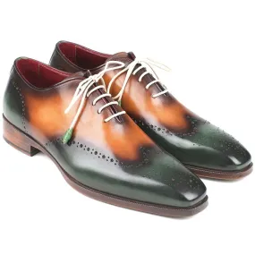 Green & Camel Leather Wingtip Oxfords by Paul Parkman