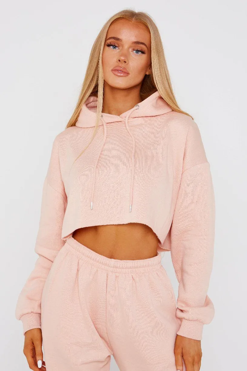 Peach Crop Tracksuit Loungewear Set - Oiliva