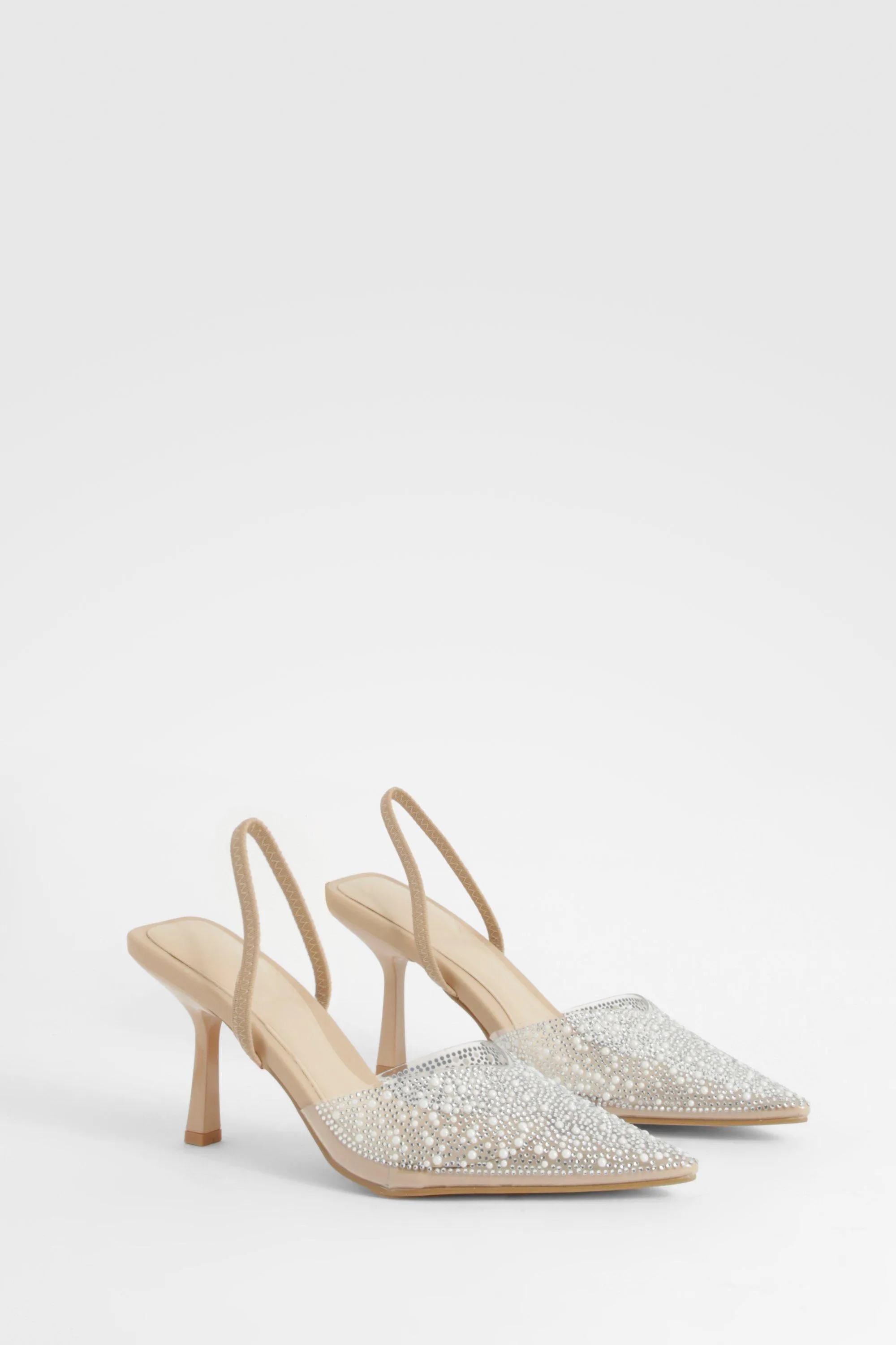 Pearl Embellished Slingback Court Heels