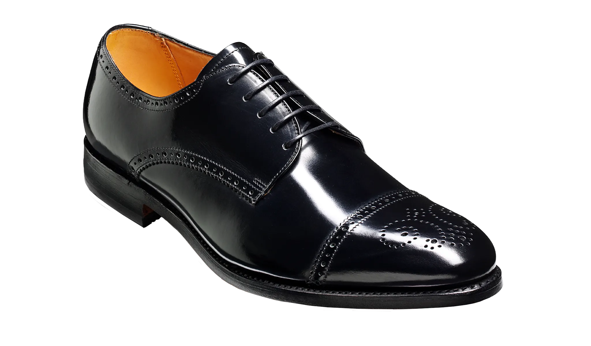 Perth - Black Hi-Shine Derby Shoe