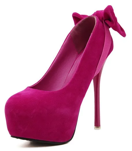 Pink Fushia Two Ways Bow Platforms High Heels Stiletto