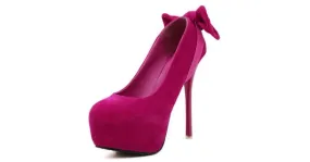 Pink Fushia Two Ways Bow Platforms High Heels Stiletto