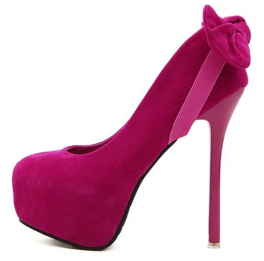 Pink Fushia Two Ways Bow Platforms High Heels Stiletto